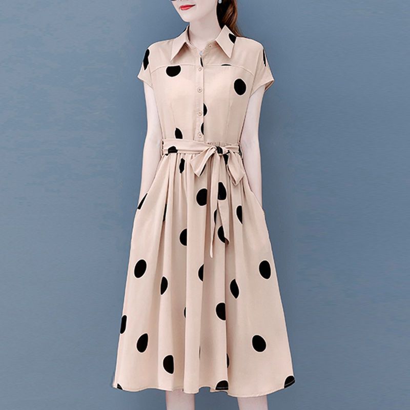 Women's Dotted Print Waist Slimming Youth Dress