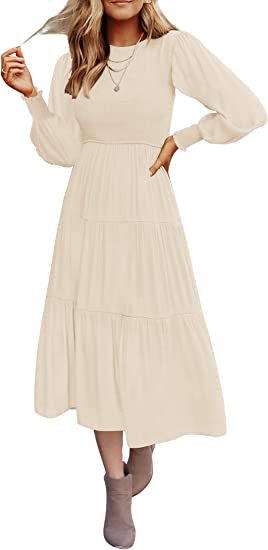 Large Swing Dress with Long Sleeve Pleating and Layered Short Sleeves