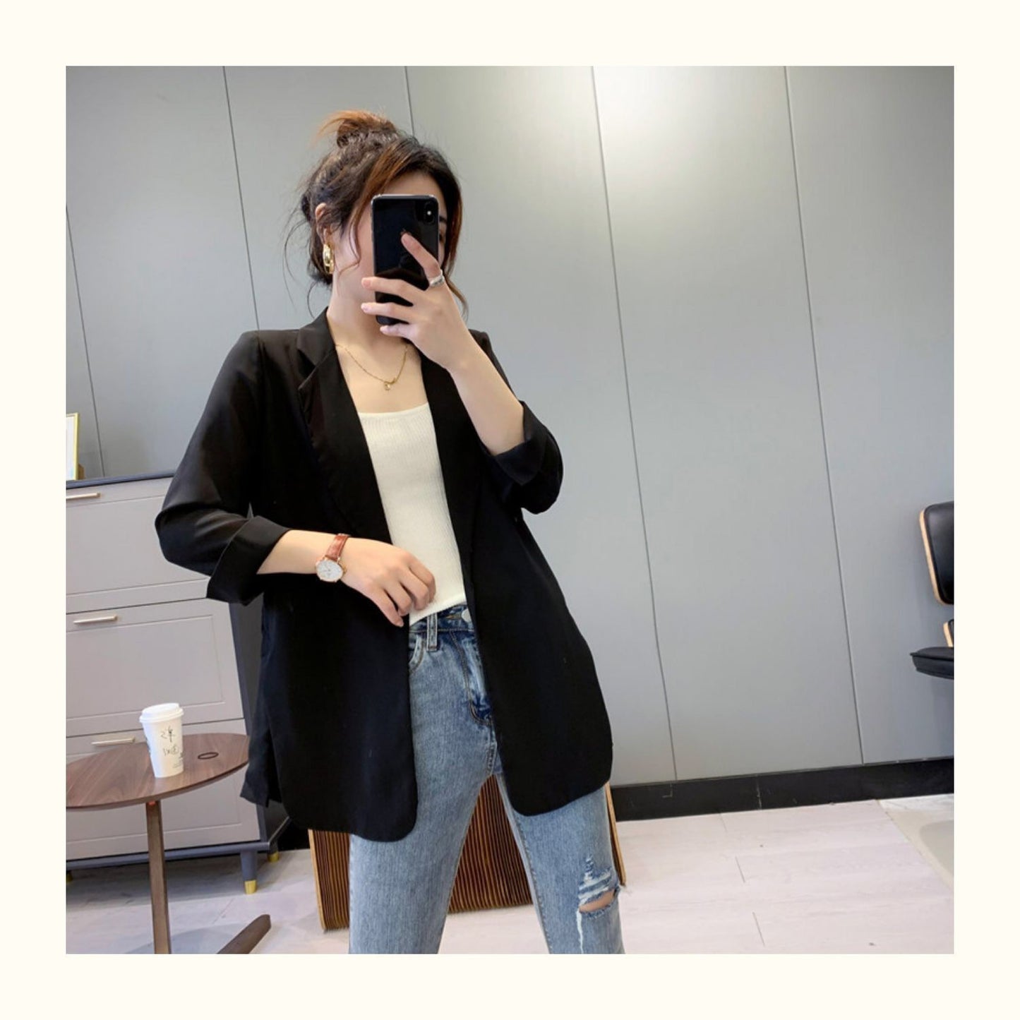 WomenLoose Sunscreen Clothes Mid-length Air Conditioning Cardigan Chiffon Small Suit Jacket