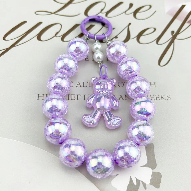 Luminous Bear Pendant Mobile Phone Charm with Bursting Beads