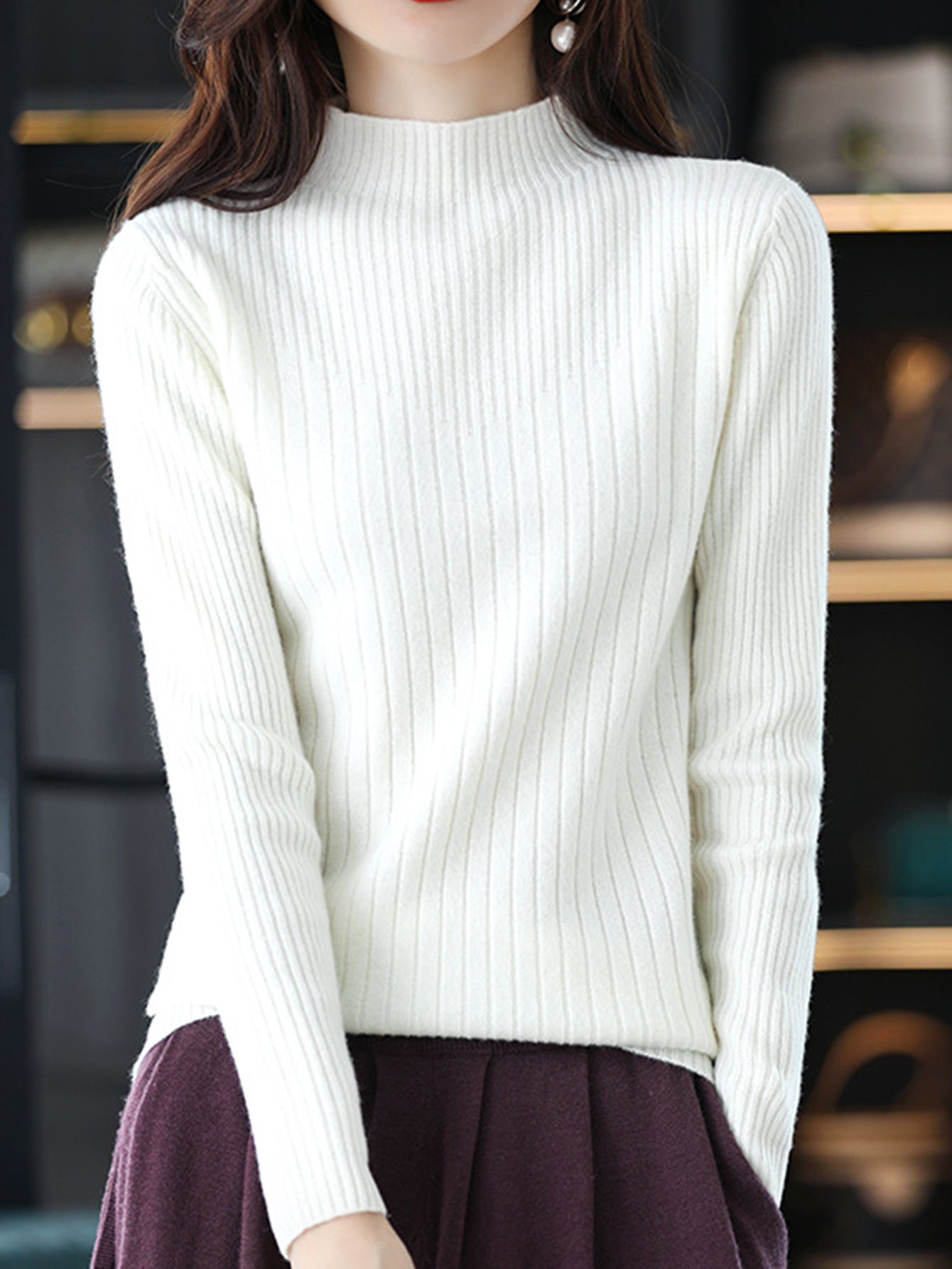 Women's Fashion Slimming Knitted Long Sleeve Bottoming Shirt