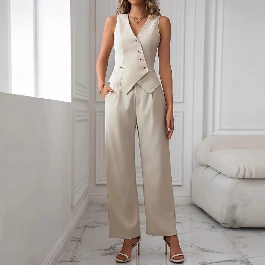 Women's Fashion Casual Vest and Pants Suit