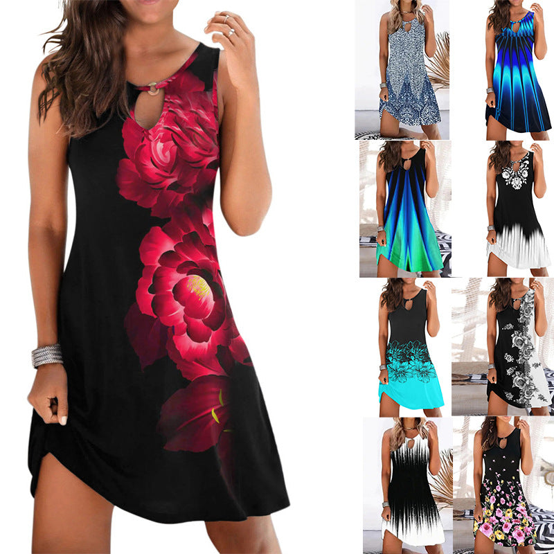 Women's Clothing Sleeveless Printed Dress