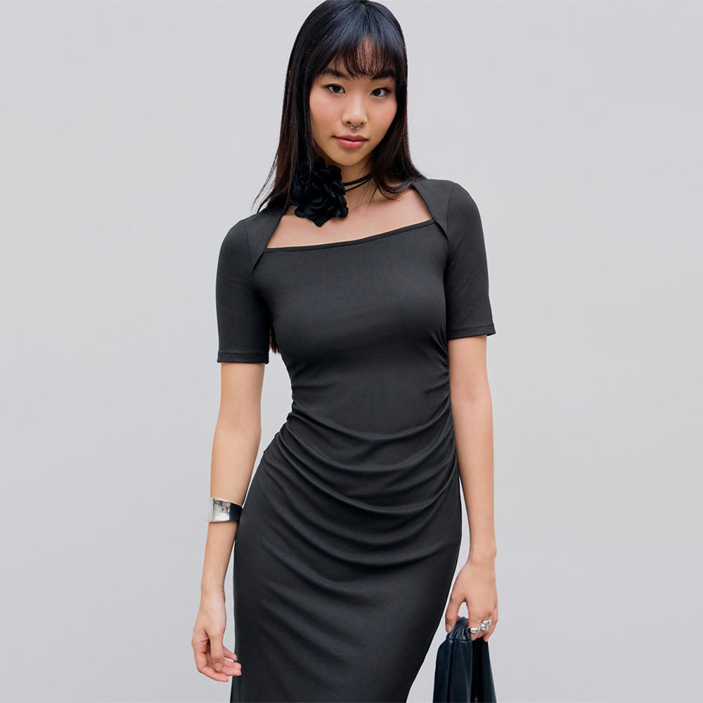 Women's Split Sheath Dress with a Fashionable Twist