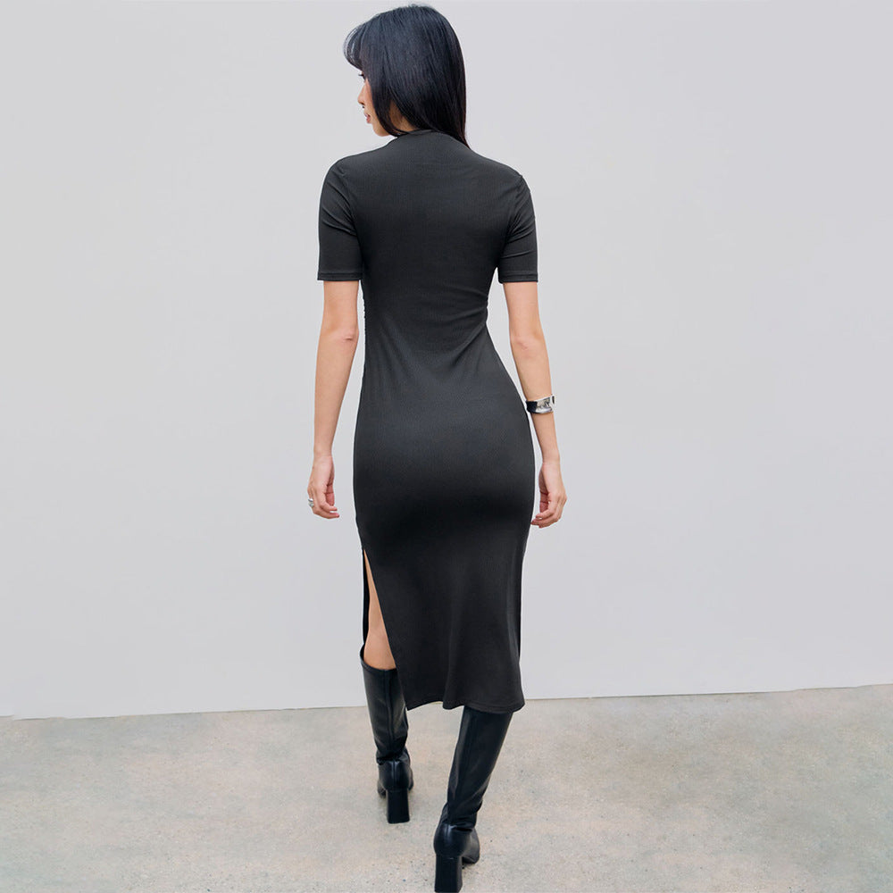 Women's Split Sheath Dress with a Fashionable Twist