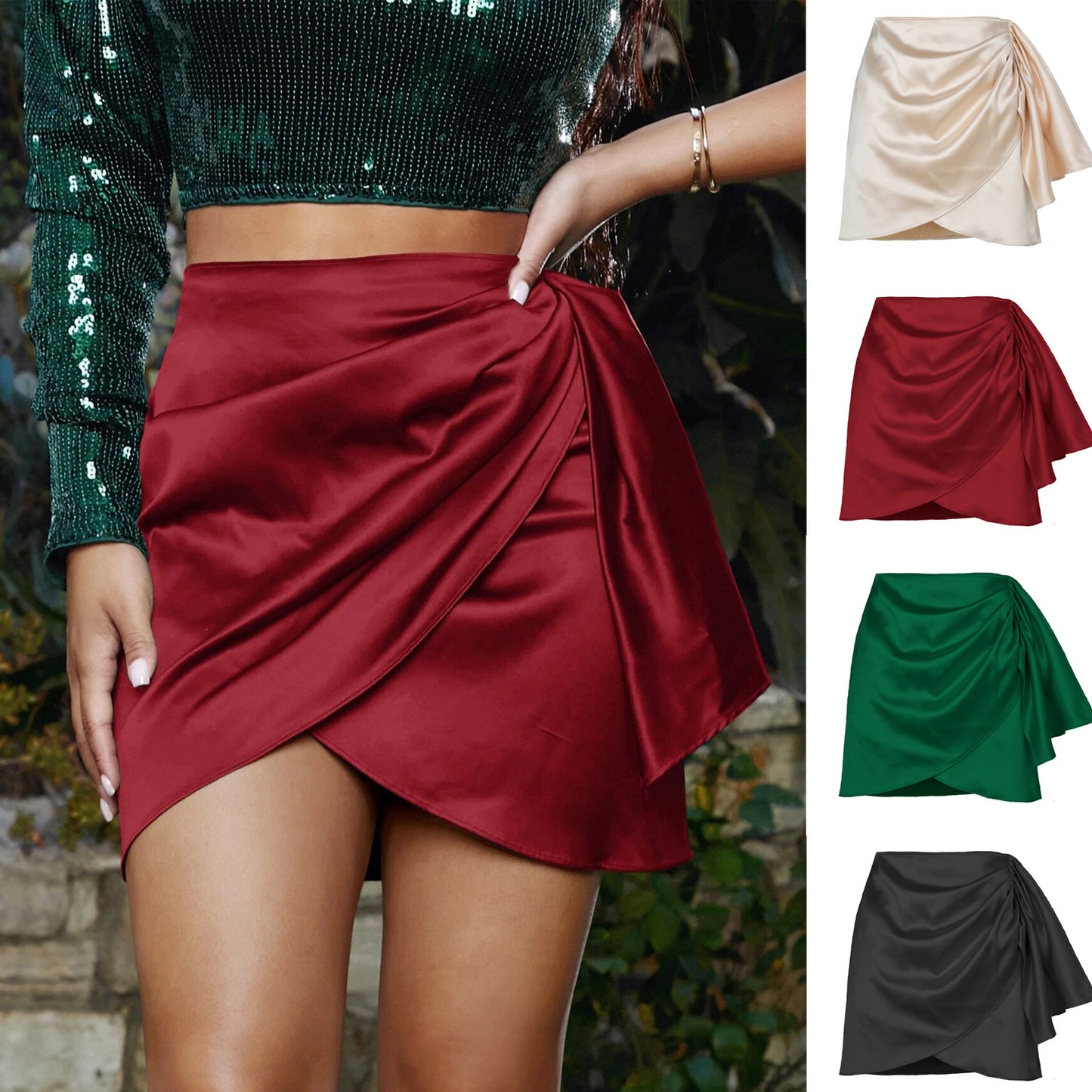 Pleated Irregular Zipper Skirt for Women