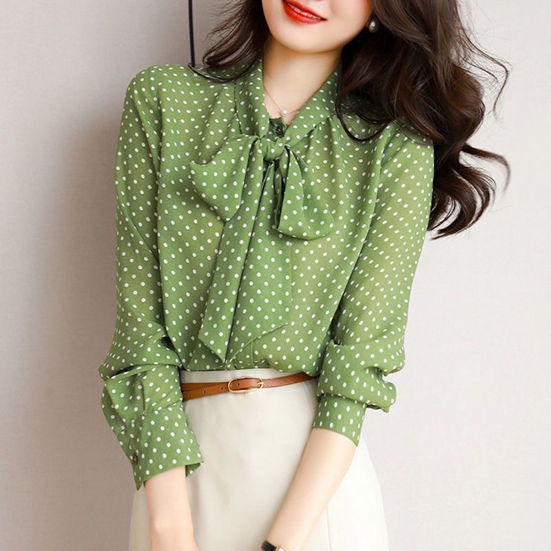 Women's Fashionable Polka Dot Shirt Casual Top