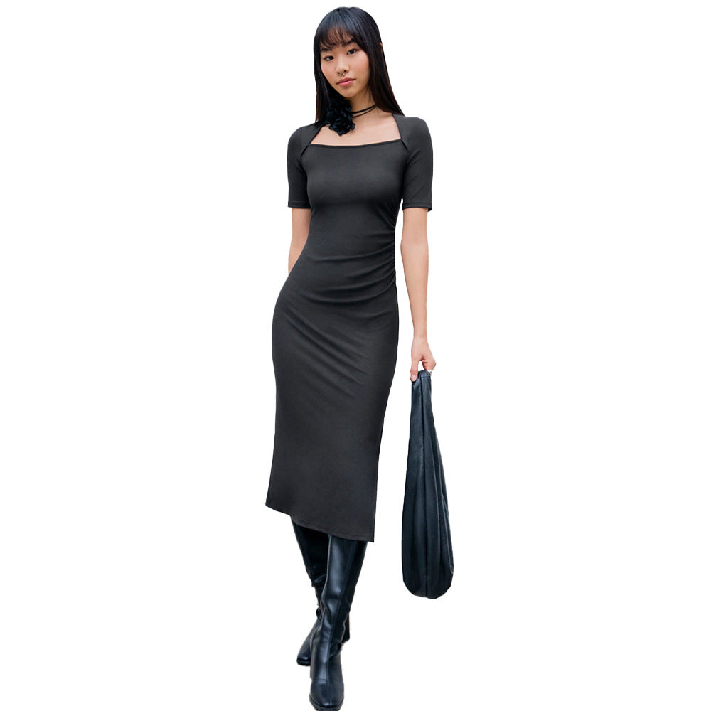 Women's Split Sheath Dress with a Fashionable Twist