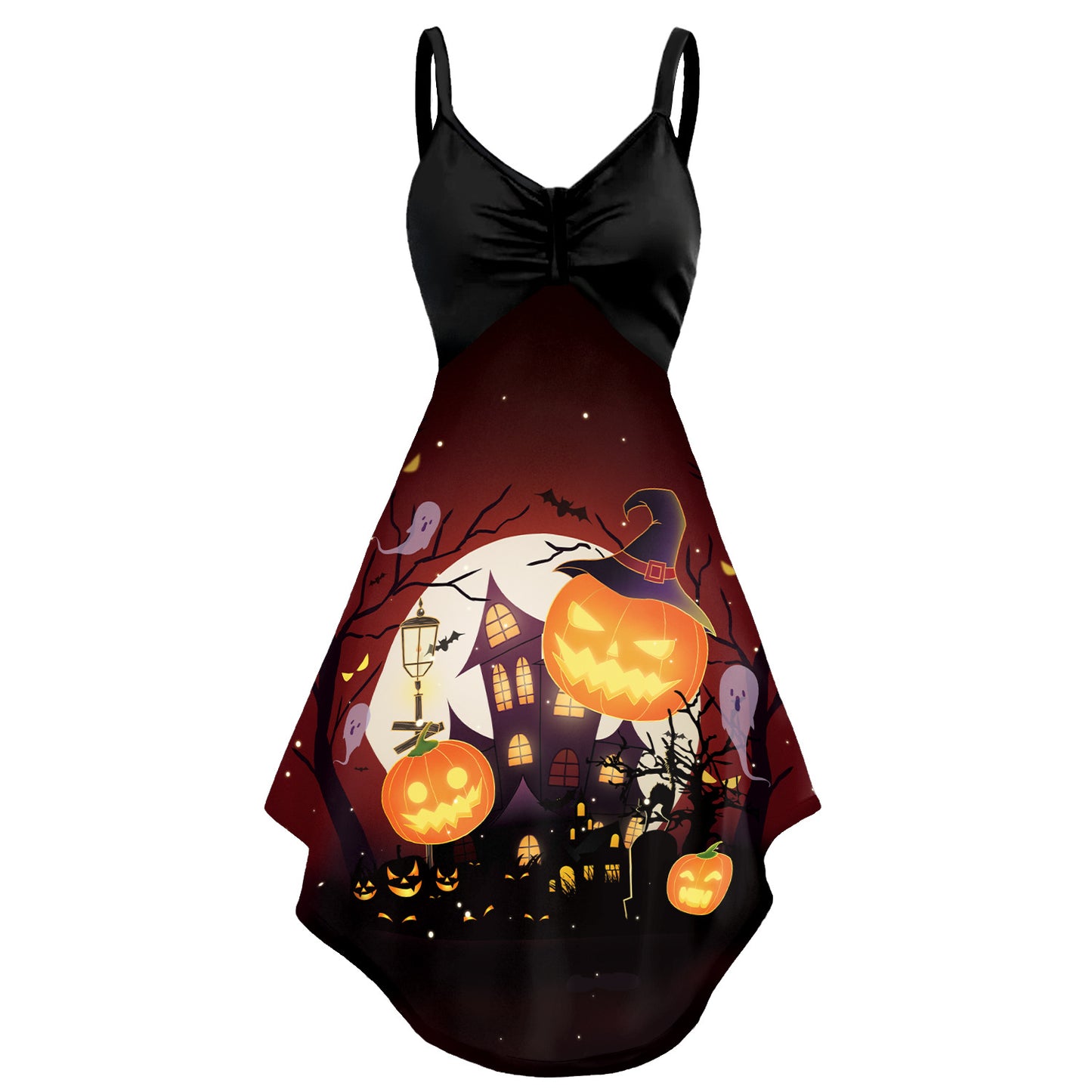 Celebrate Halloween in Style with a Skull Head Printed Slip Dress for Women