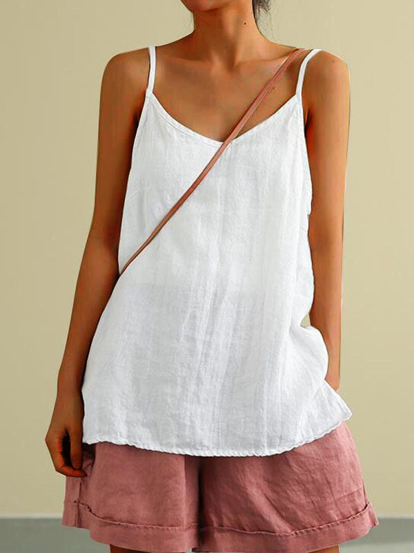 Cotton Linen Sleeveless Vest Women's Summer New Loose Cotton Linen Inner Match Sleeveless Versatile Bottoming Top