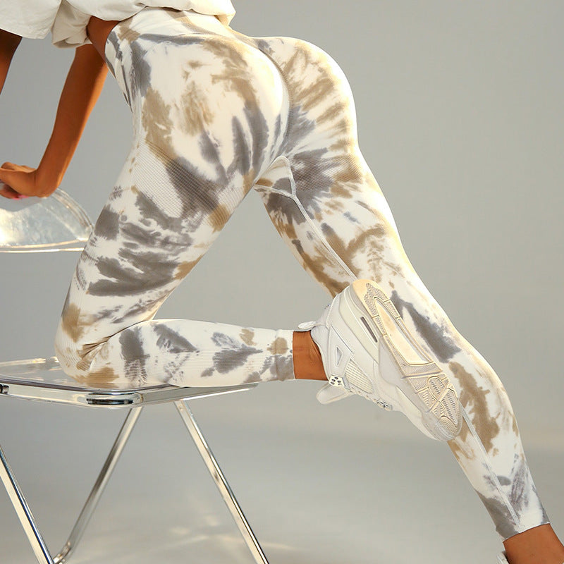 Seamless Tie-Dye Print Yoga Pants for Women
