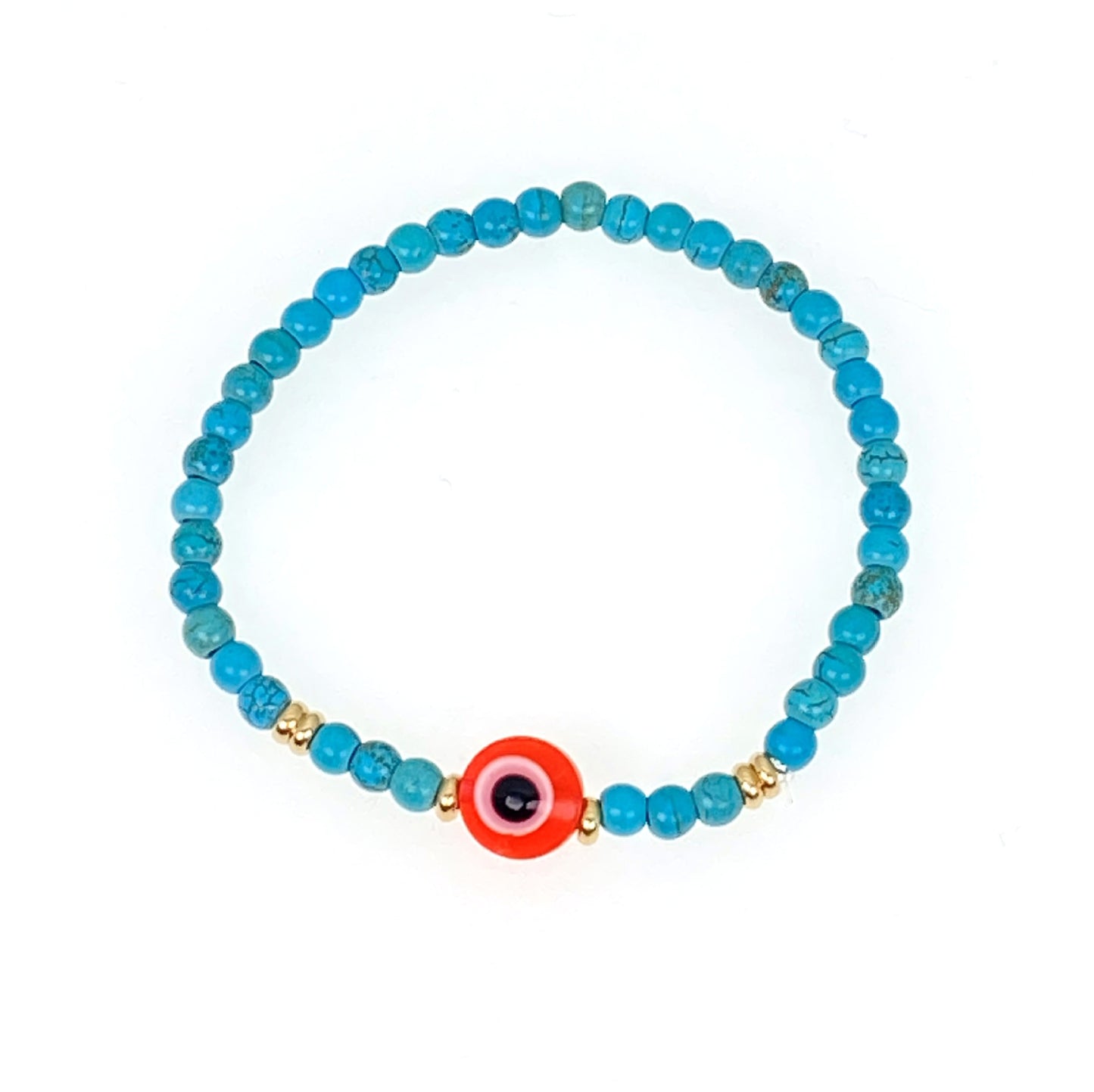 Natural Turquoise Lucky Beads Blue Eye Bracelet