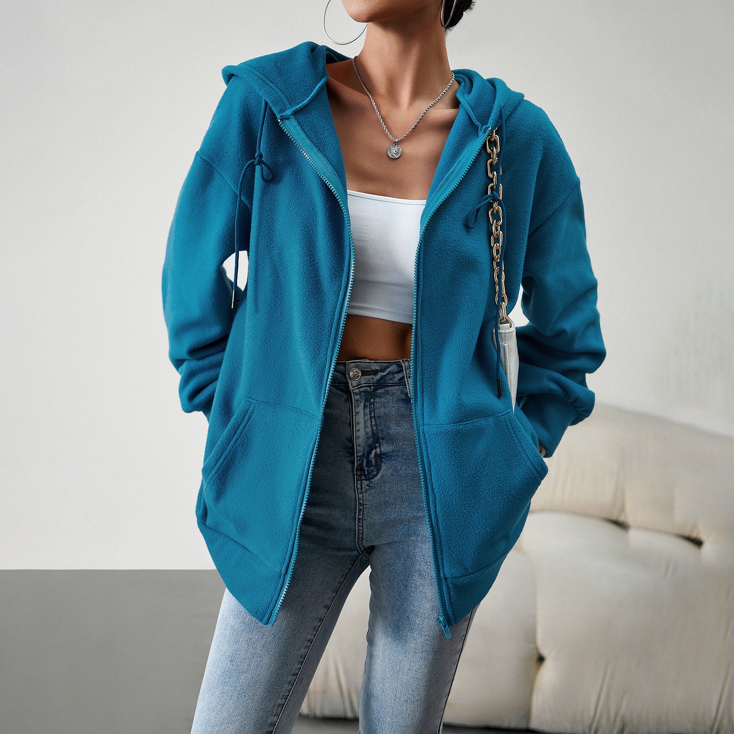 Women's Fashion Hooded Cardigan Coat: Loose and Casual Sweater