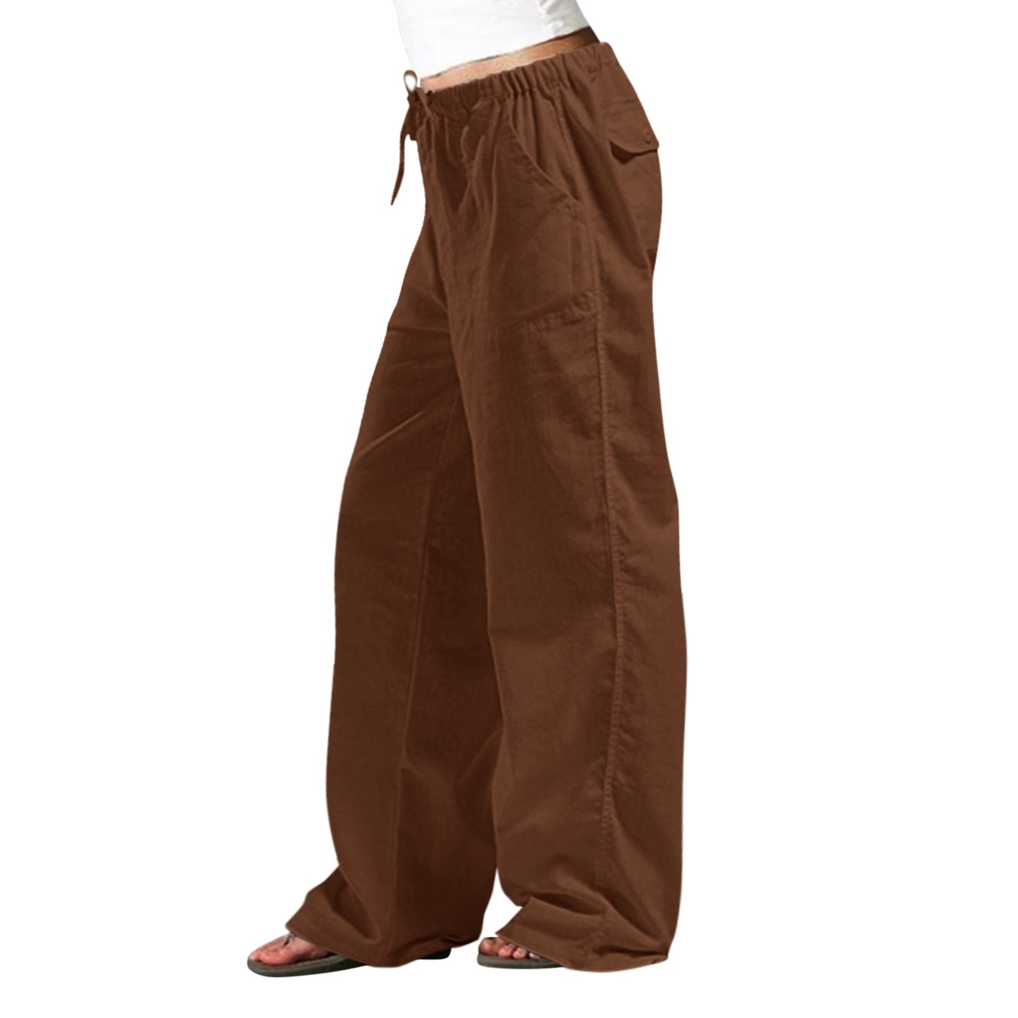 Straight-Leg Trousers with Elastic Waist and Pocket