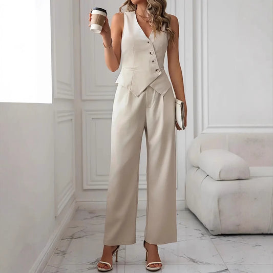 Women's Fashion Casual Vest and Pants Suit