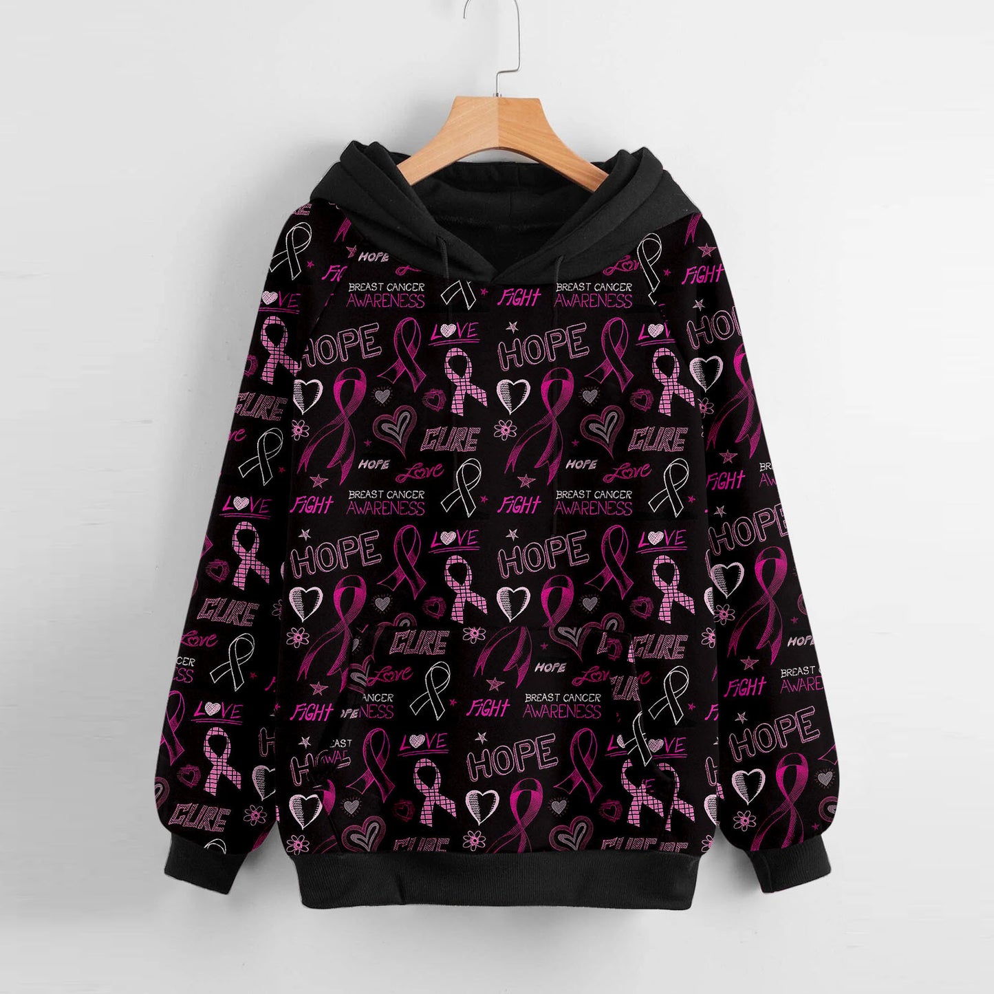 Long-Sleeved Hooded Sweater for Women with Halloween Pumpkin Print