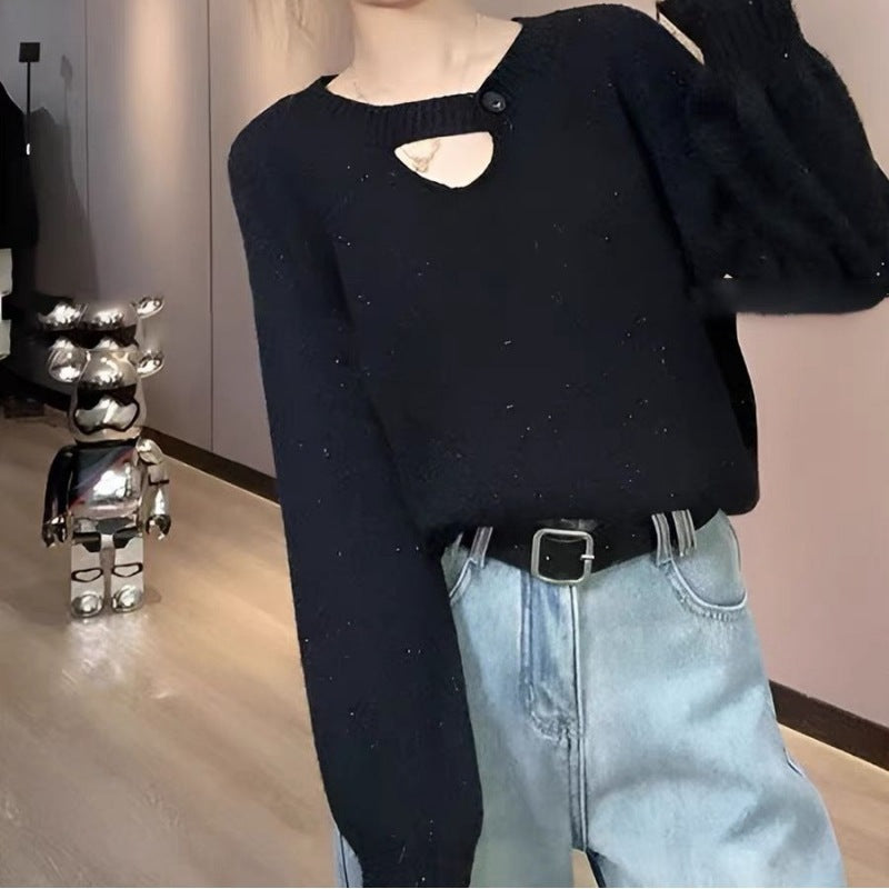 Women's Fashion Solid Color Retro Knitted Sweater