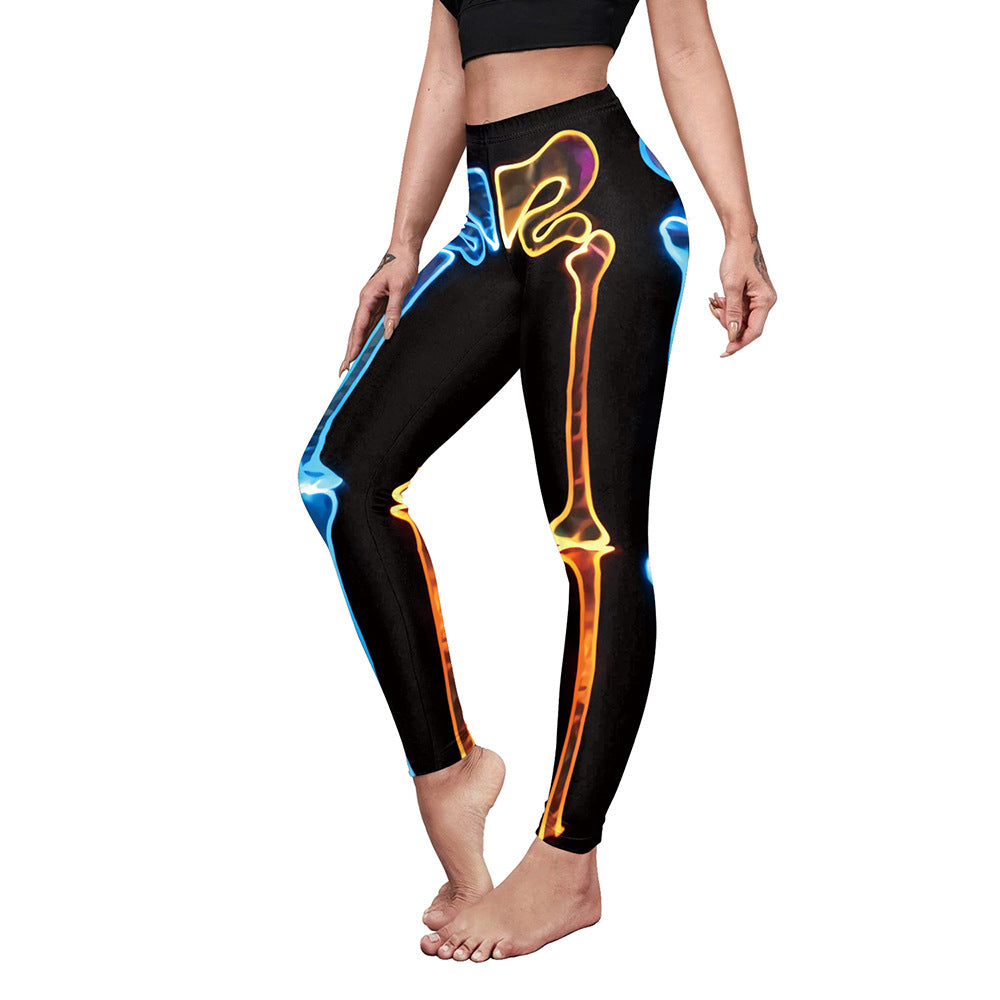 Trendy Women's Casual Yoga Pants with Slim Elastic Fit and Pumpkin Spider