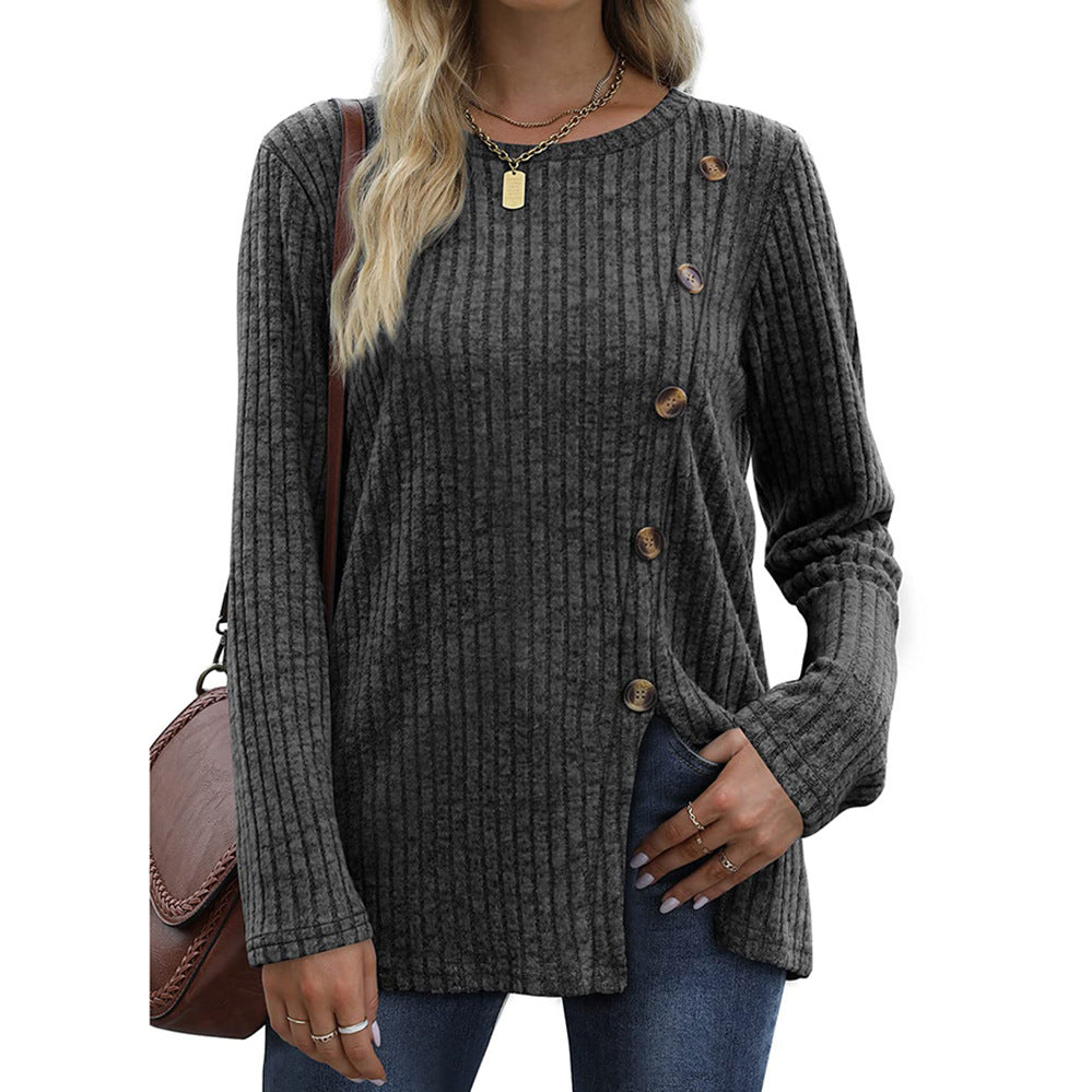 Solid Long Sleeve T-Shirt for Casual Autumn Fashion
