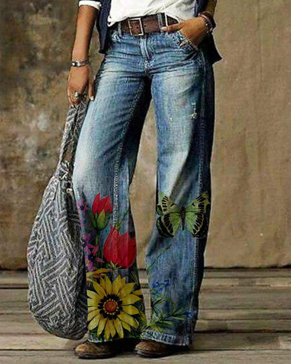 Diagonal Cloth Jeans with 3D Pattern – Stylish and Casual Pants