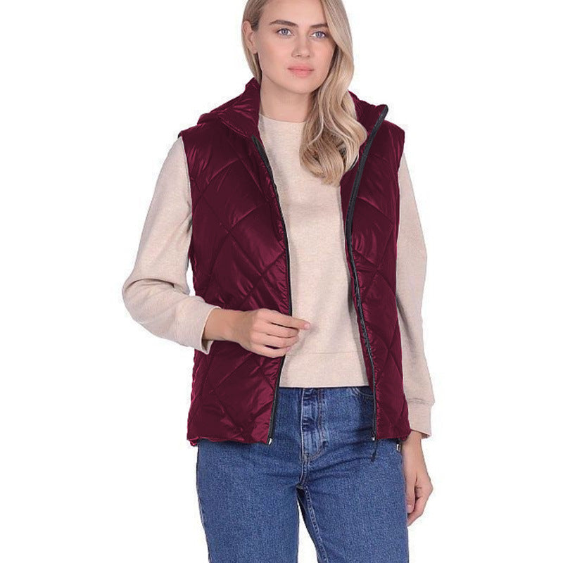 Zipper Vest with Polo Line Stand Collar for a Stylish Look