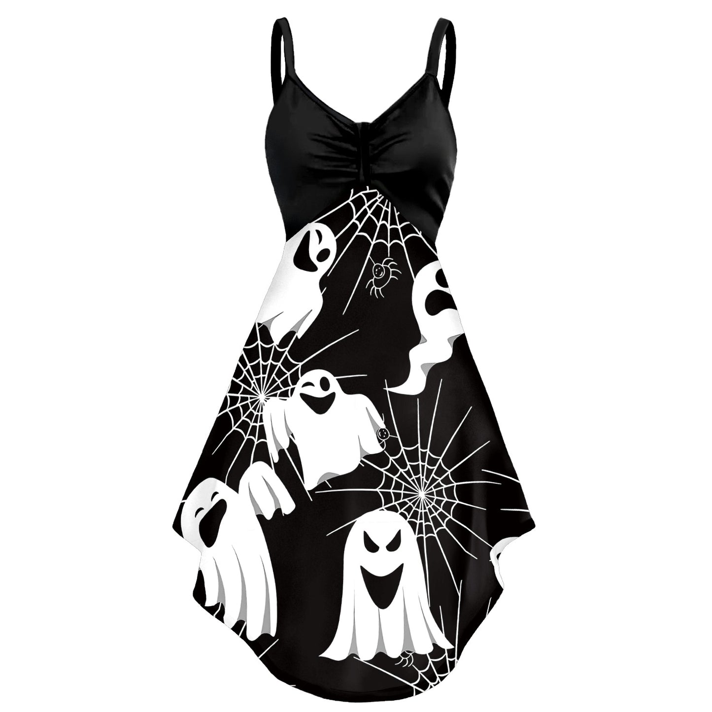 Celebrate Halloween in Style with a Skull Head Printed Slip Dress for Women