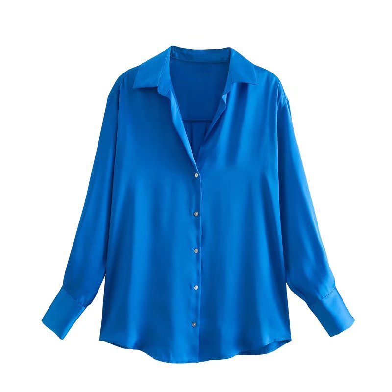 Seven-Color Silk Satin Blouse Top