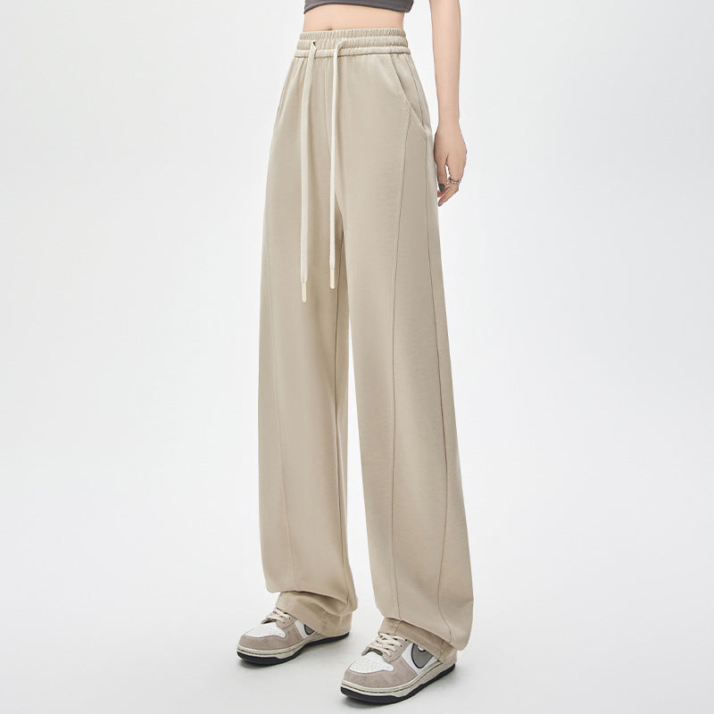 New High-Waist Loose Drooping Cotton Casual Slim and Straight Pants
