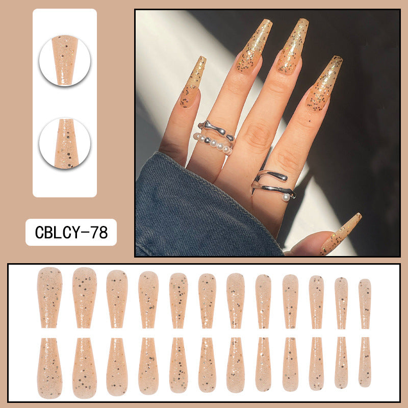 Wear Nail Long Pointed Nail Blooming Gradient Electroplating Nail Patch