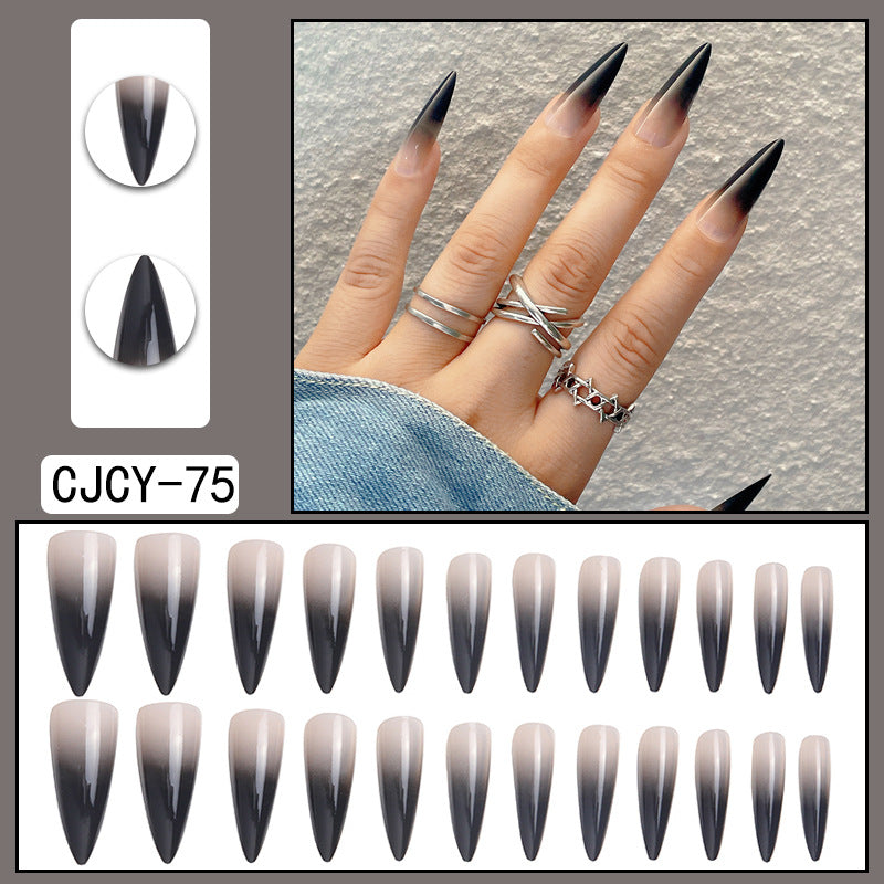 Wear Nail Long Pointed Nail Blooming Gradient Electroplating Nail Patch