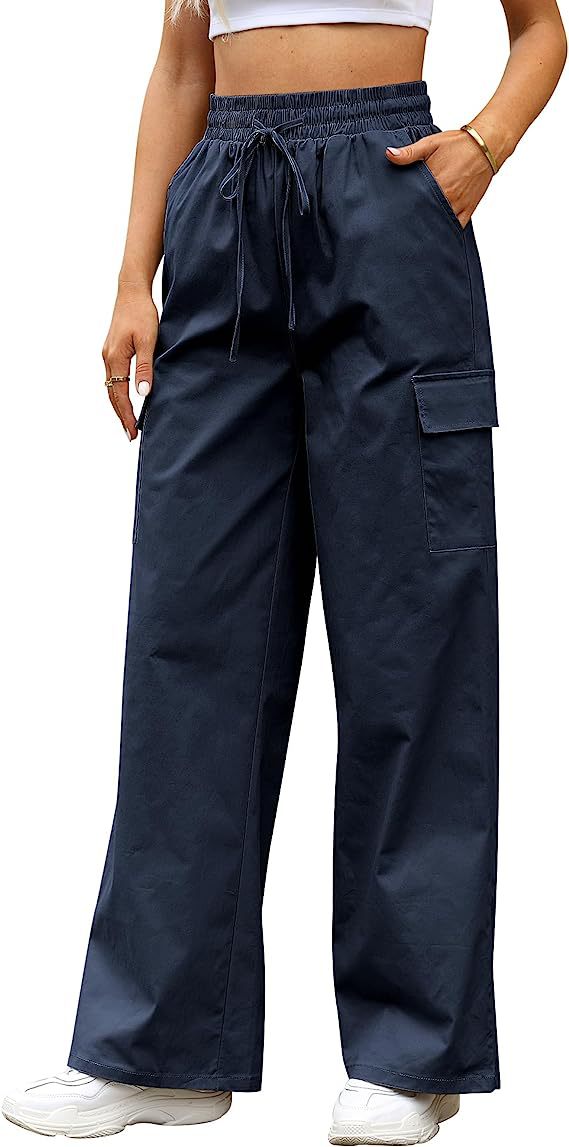 Workwear Casual Pants for Women with Cotton Fabric and Pocket Smocking