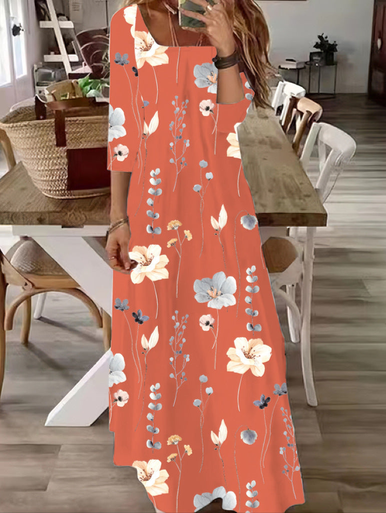 Simple Casual Printed Dress for Women's Fashion