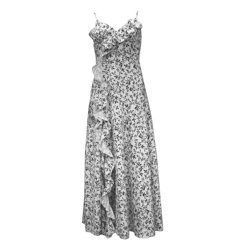 Women's Split Floral Strap Dress, Perfect for a Chic and Elegant Look