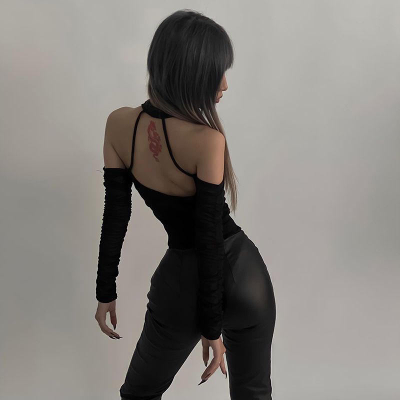 Female Slim Fit Jumpsuit with Low-Cut Design