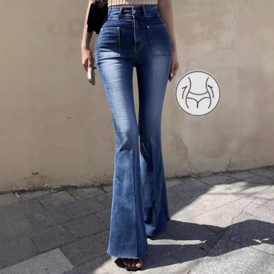 High-Waisted Wide-Leg Fengqi Denim Pants – Flared and Stylish Long Leg Design