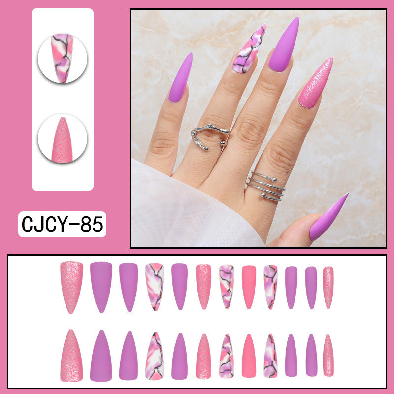 Wear Nail Long Pointed Nail Blooming Gradient Electroplating Nail Patch