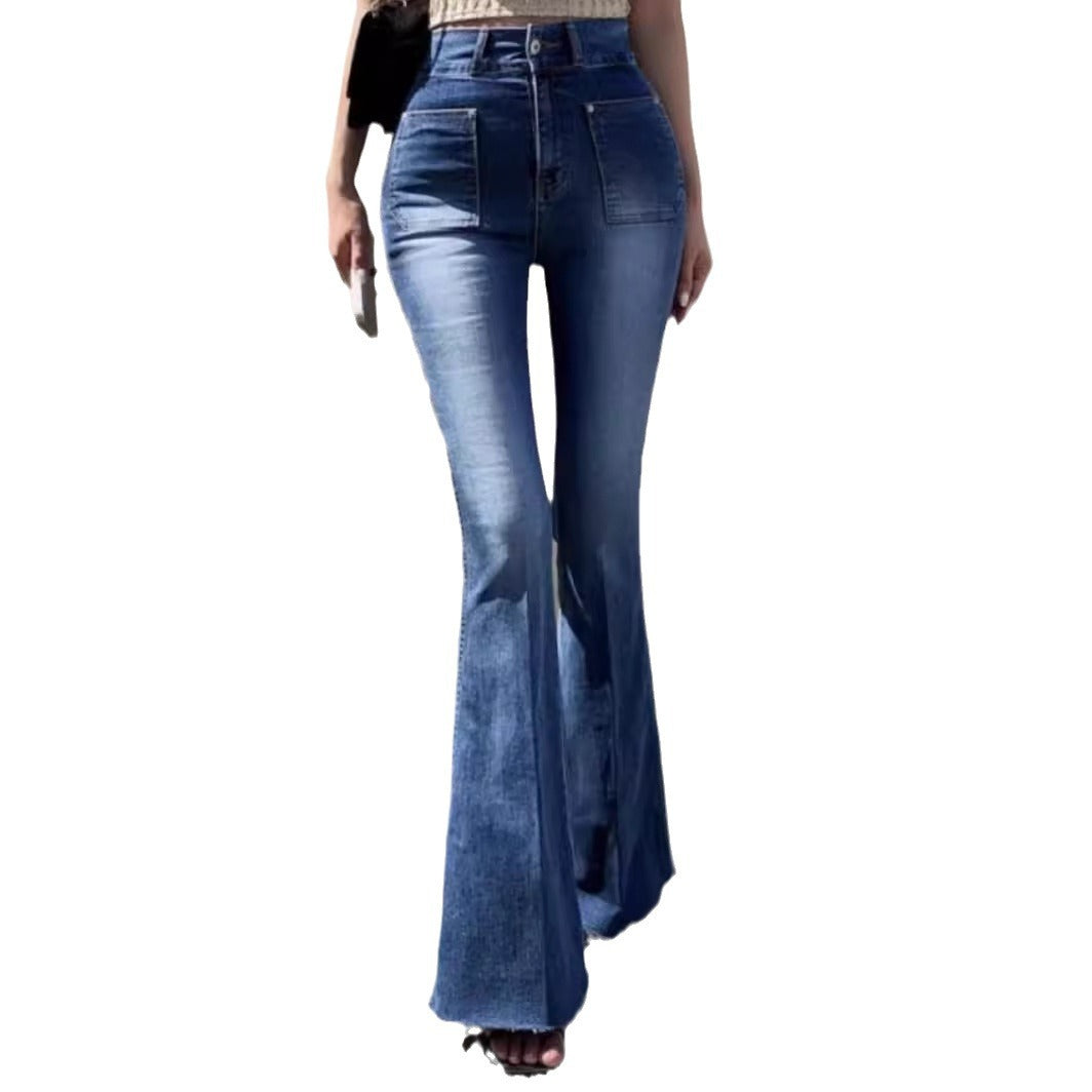 High-Waisted Wide-Leg Fengqi Denim Pants – Flared and Stylish Long Leg Design