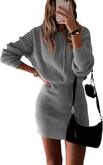 Elegant Knitted Hooded Dress: Women's Fashionable Attire