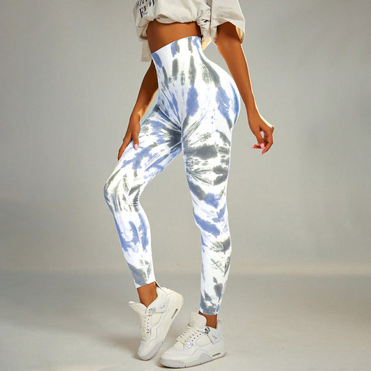 Seamless Tie-Dye Print Yoga Pants for Women