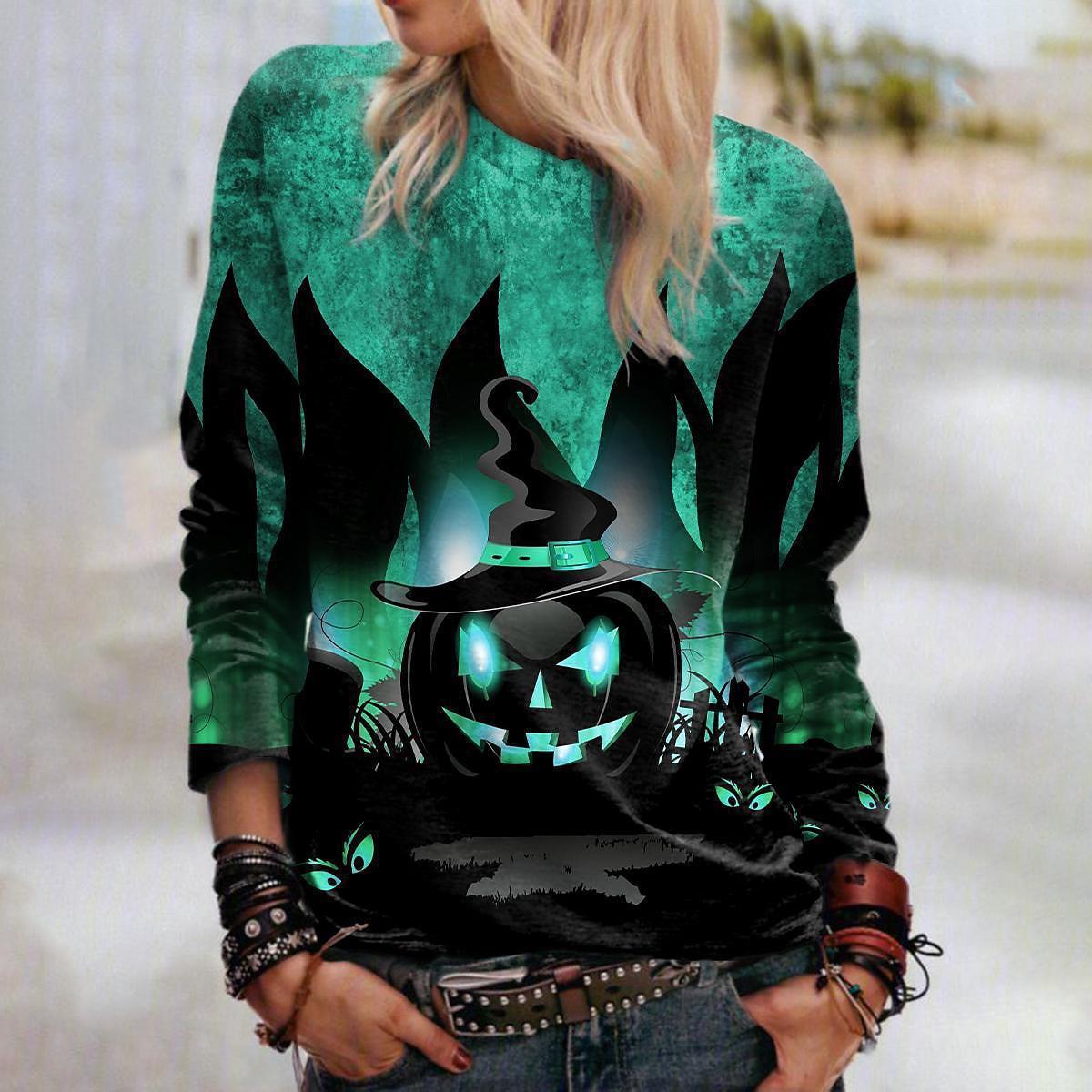 Stylish Printed Crew Neck Sweatshirt for Women