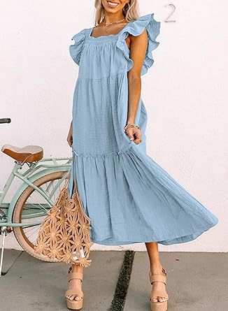 Square Collar Off-the-Shoulder Pleated Dress for Women