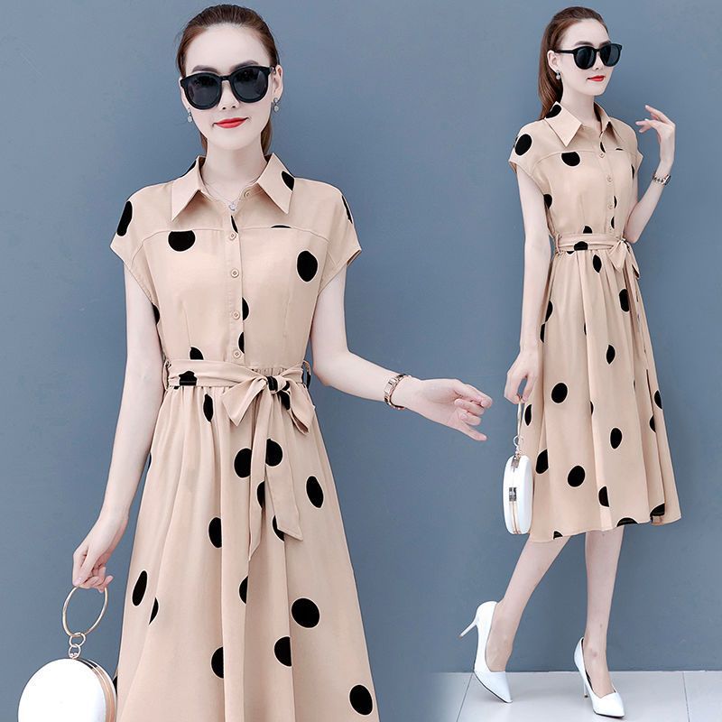 Women's Dotted Print Waist Slimming Youth Dress