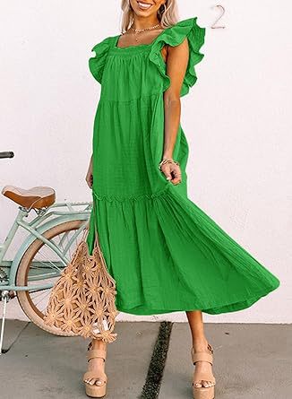 Square Collar Off-the-Shoulder Pleated Dress for Women