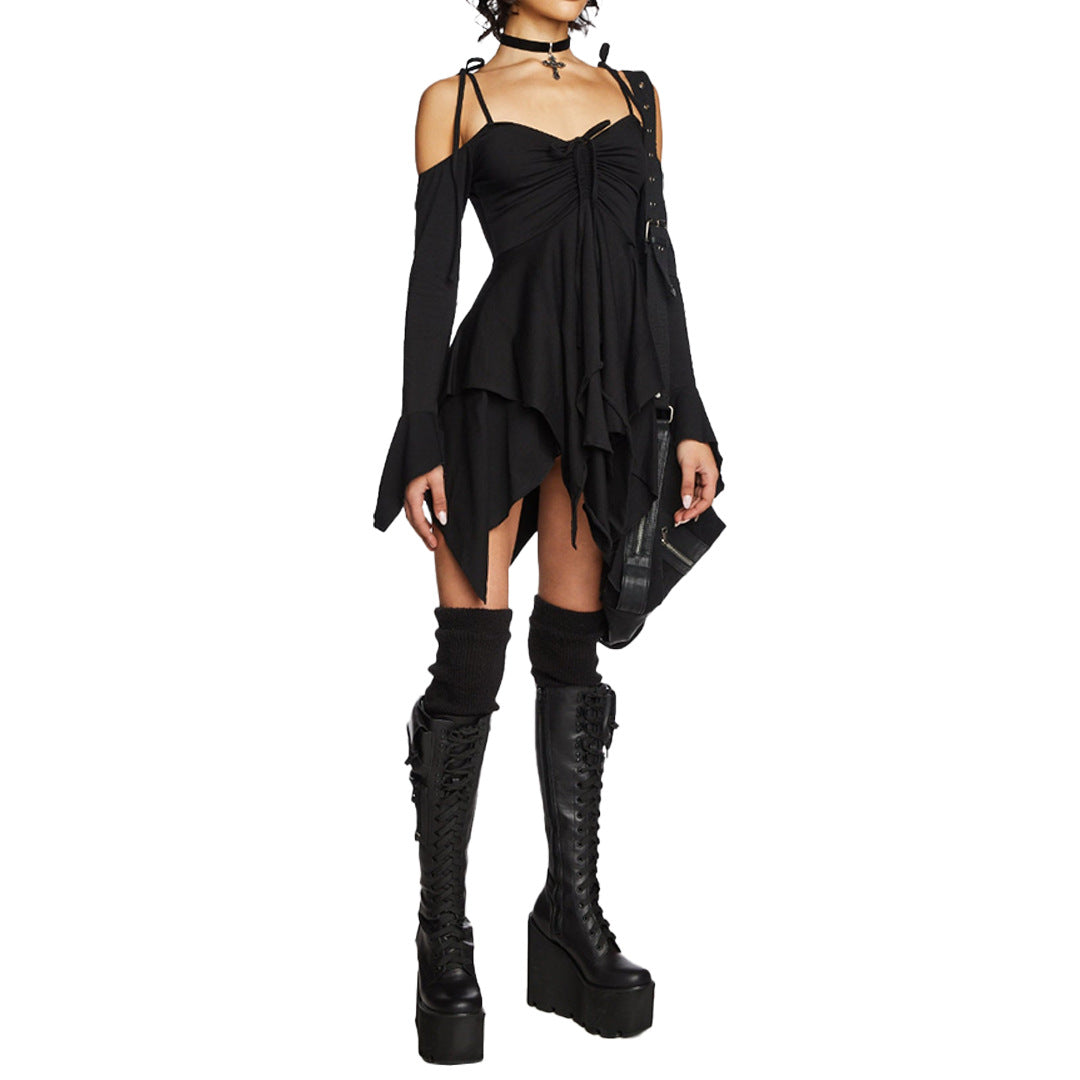 Irregular Spaghetti-Strap Dress for Halloween Performance