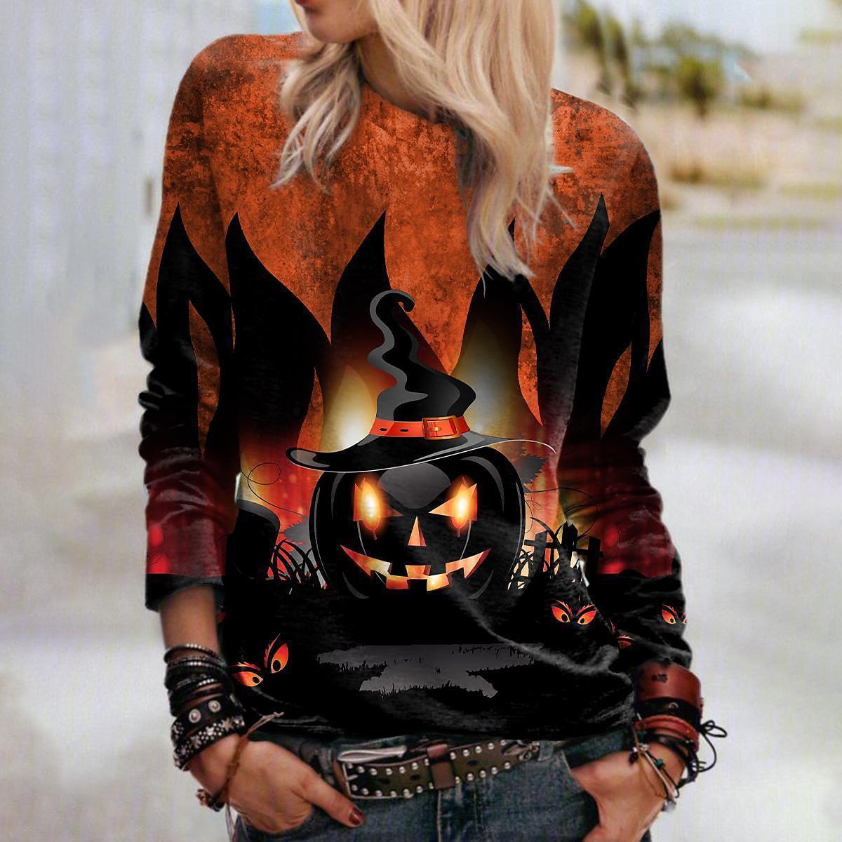 Stylish Printed Crew Neck Sweatshirt for Women