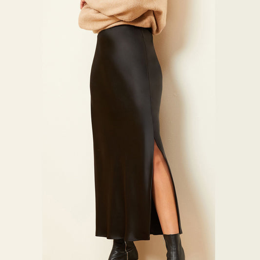 High Waist Elastic Split Skirt for Women