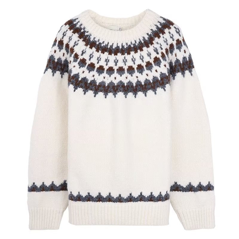 Retro Contrast Color Knitwear Sweater