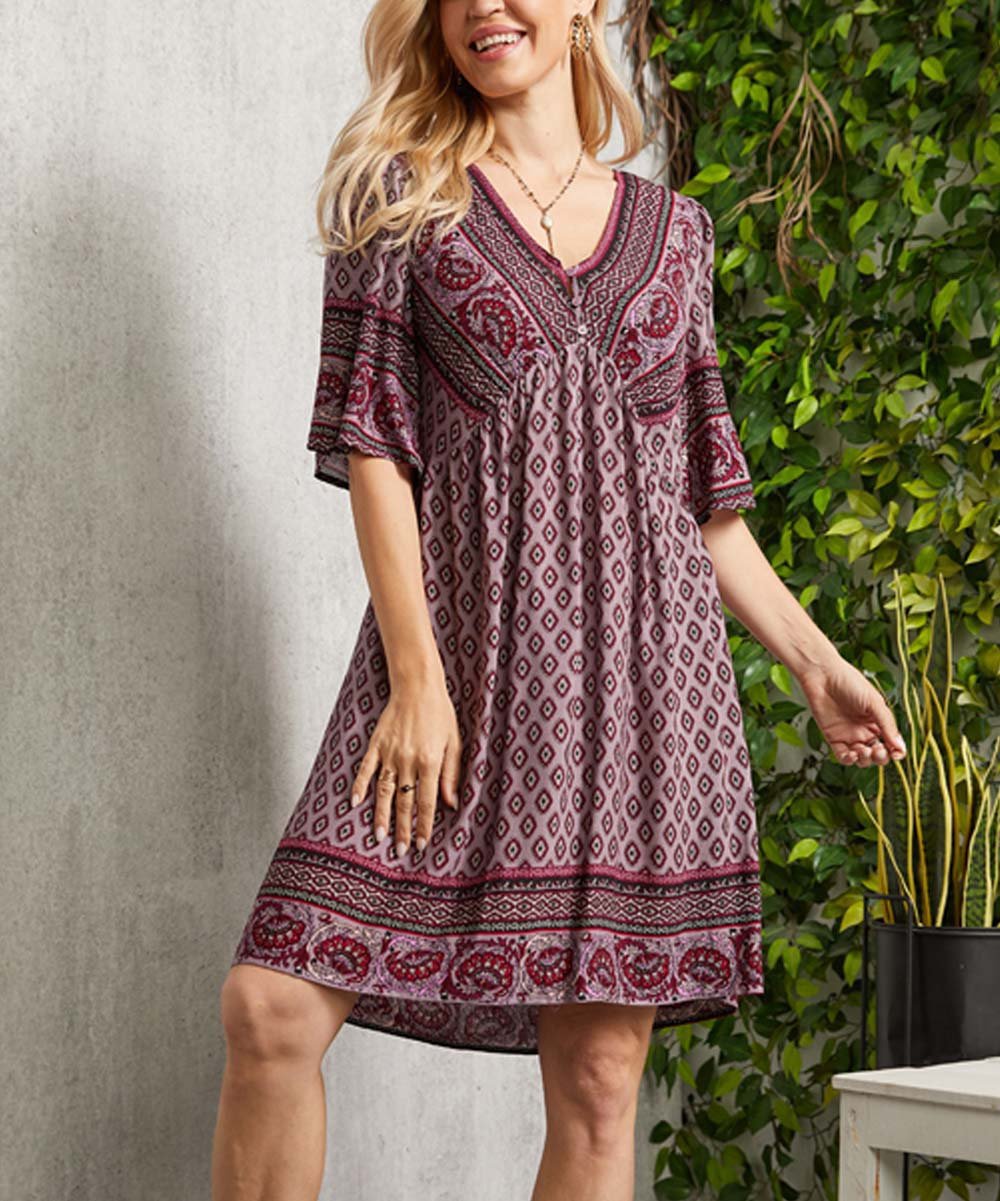 Vibrant Summer V-neck Floral Print Bohemian Beach Dress for Casual Holidays