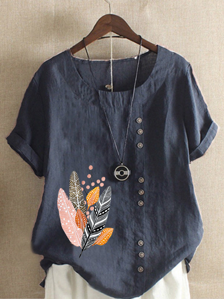 Short Sleeve Loose Casual Shirt Women