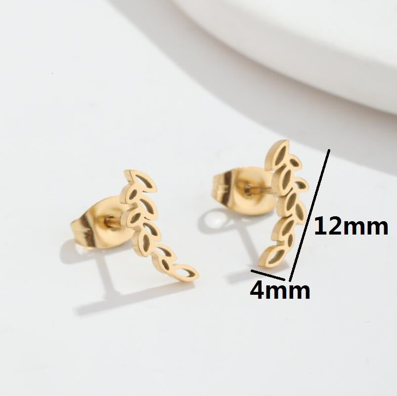 Stainless Steel Studs Simple Hollow Wheat Earrings For Women